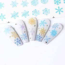 Snowflake Christmas Water Transfer Nail Art Stickers - Winter Decals Accessories Decoration With Colorful Design - Acrylic Slider Foils for Women DIY Holiday Nails