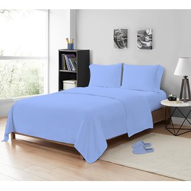 MistyMorning Flat Sheet, Soft & Premium quality Bedding & Linen, Egyptian Cotton with 200 Thread Count. (Sky Blue, Single)