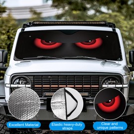 Car Windshield Sun Shade, Wear-Resistant Black Tape, Foldable, Visor Protector for Car Sedan Truck SUV Accessories 57.1" L x 27.6" W