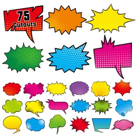 Super Hero Bulletin Board Cutouts 75 Pack Comic Superhero Classroom Party Decorations 25 Unique Designs Cardboard Cutouts for Kids School Wall Names Poster Decor