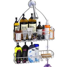 Simple Houseware Stainless Steel Bathroom Hanging Shower Head Caddy Organizer (26 x 16 x 5.5 inches)