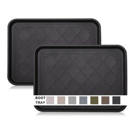 WATANIYA PET Boot Tray for Entryway Indoor, Heavy Duty Shoe Mat Tray 2 Packs, 16.7"x12.8" Waterproof Shoes Trays with Raised Edge, Outdoor Multi-Purpose Mats for Boots, Garden, Pets