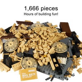Apostrophe Games Big Ben Building Block Set (1,666 Pieces) London's Big Ben Clock Tower Famous Landmark Series - Architecture Model for Kids and Adults