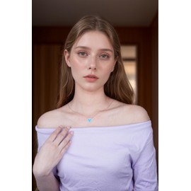 GOUWO Sea Blue Love Heart Pendant Necklace 925 Sterling Silver Opal Necklace Anniversary Valentines Mothers Day Birthday Gifts Jewelry for Women Wife Mom Her