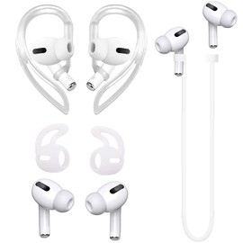 A-Focus 3 Pack Anti-Lost & Drop Accessories for AirPodsPro Drop Proof Ear Hooks + Anti-Drop Hook Eartips + Straps Clear/White