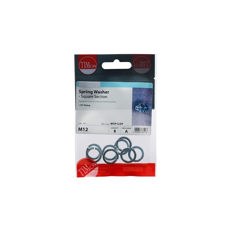 Timco - Spring Washers - Zinc (Size M12-8 Pieces)