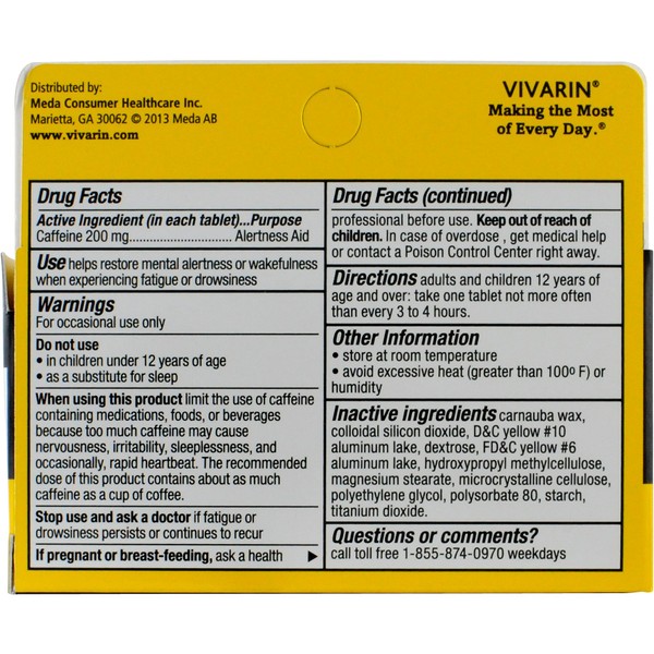 Vivarin Caffeine Alertness Aid 200mg, 40 Tablets, 2 Count, Functional Caffeine for Mental Alertness