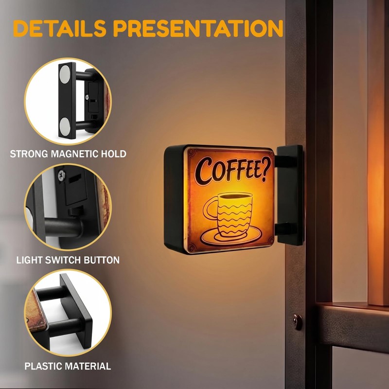 Mini Coffee Shop Magnets for Fridge with LED Light for