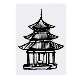 'Pagoda' Temporary Tattoo - Water Resistant, Skin-Safe, Non-Toxic Transfer (TO00026452)