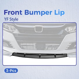 HECASA 3Pcs Front Bumper Lip Splitter Compatible with 2018-2020 Honda Accord 4Dr Model Sedan Under Chin Spoiler Bumper Valance Diffuser Air Dams Body Kit Black & White Plastic