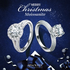 ABSOLUTE 2 Carat Moissanite Rings for Women Engagement Rings Promise Ring 925 Sterling Silver Rings Lab Grown Diamond Rings for Her Christmas Size #9