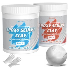1 Pound White Epoxy Putty Sculpt Clay, 2 Part (A & B) Modeling Compound for Sculpting, Modeling, Building, Repairing, Self-Hardening Epoxy Clay Easily Repairs Metal, Wood, Tile, Ceramics, Plastic