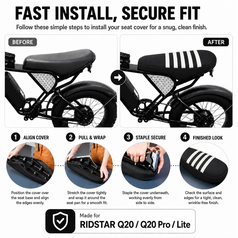 Ebike Seat Cover for Ridstar Q20/Q20 Pro, White Seat Cover
