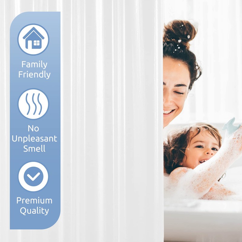 downluxe Waterproof White Shower Curtain Liner - EVA Soft Plastic