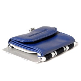 Space Wallet Mini Genuine Leather Wallet with Coin Compartment, German Brand, Made in Europe, 15 Cards + Banknotes + Coins + Keys I Push, Ocean Blue, Minimalist