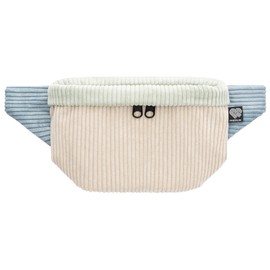 PP-Berlin Bauchtasche eckig, Cord Dreifarbig, vegan, Handmade in Berlin für Damen, Herren, Unisex. Hipbag, Crossbody Bag, Schultertasche, Hüfttasche (Beige/Mint/Hellblau, Klein)