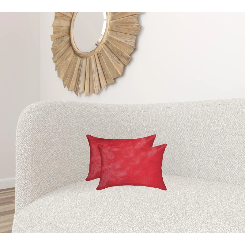 Homeroots 12" X 20" X 5" Firecracker Cowhide Pillow 2