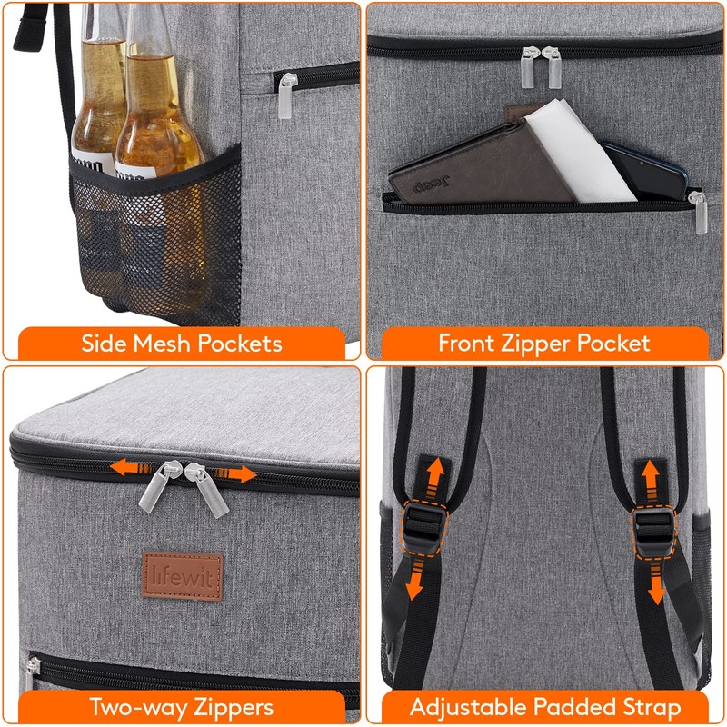 Lifewit 24L (30-Can) Soft Cooler Backpack with Hard Liner, Large