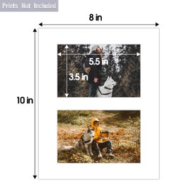 Golden State Art, Bevel Cut Mats for Two Photos, Acid-Free White Core for Photographs, Prints, Artworks - Great for Graduations, Frames (White, 8x10 Mats for 4x6 Pictures, Pack of 5)