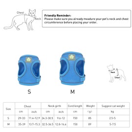 Harness Vest and Leash for Cat Dog: Escape Proof Collar Harness with Lead Set for Kitten Small Puppy, Adjustable Soft Harness with Reflective Strips for Walking