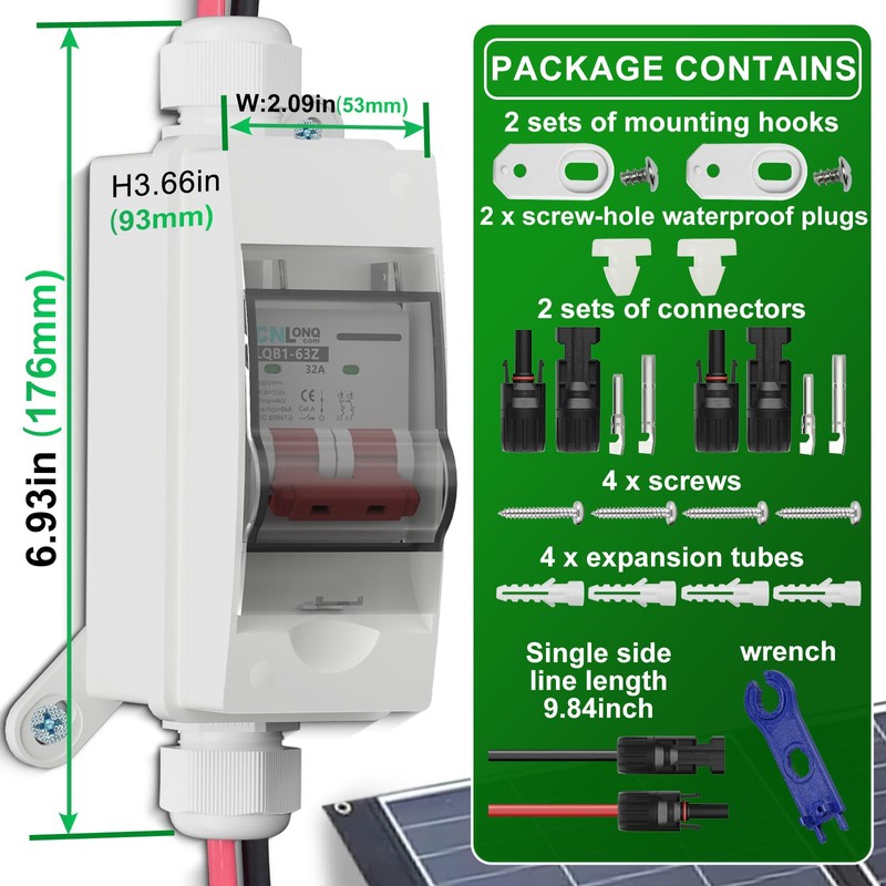 CNLonQcom Solar Panel Disconnect Switch 32 Amp 500V DC Miniature