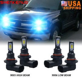 SHENKENUO For  Tahoe 2001-2006- 4x 8000K Blue LED Headlight High/Low Beam Bulbs