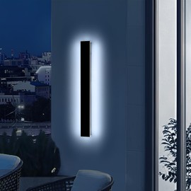 Mikeru 31.4" Outdoor Wall Sconce 6000K Cool White - IP65 Waterproof Black Exterior Light, Hardwired Wall Mounted Fixture for Porch, Patio & Entryway | Non-Dimmable Weatherproof Design