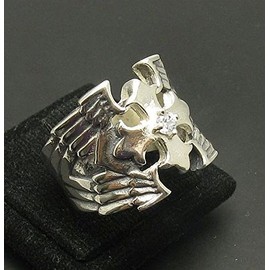 R000982 Sterling Silver Ring Cross with CZ 925 Empress Size 54-75