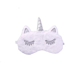 Cute Plush Silk Cartoon White Unicorn Eye Mask for Sleeping for Kids Eye Cover Blindfold Funny Sleeping Masks for Women