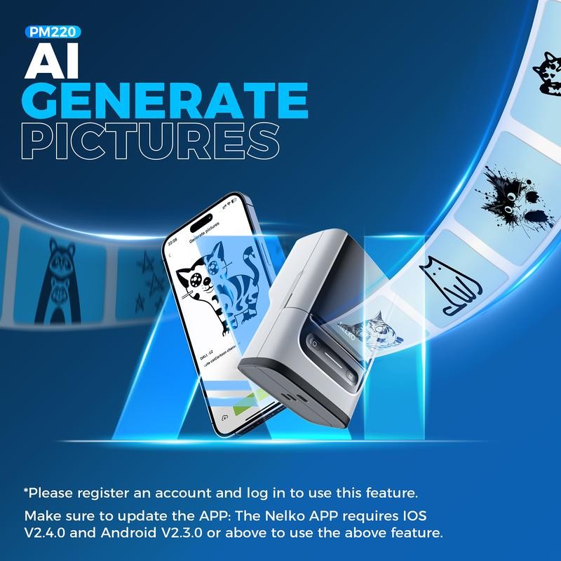 PM220 Label Maker Machine with Tape, Bluethooth Label Printer, Portable