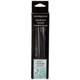 Grumbacher Vine Charcoal, Soft, Black, 3 Pack (V41)