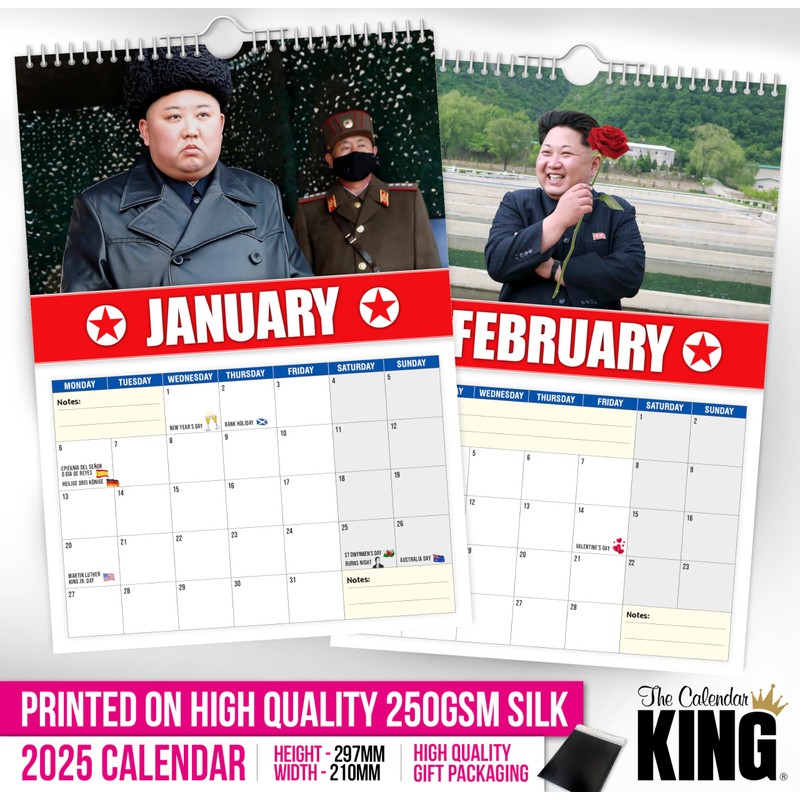 The Calendar King - Kim Jong-Un 2024 Wall Calendar (A4