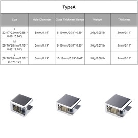 4Pcs Glass Shelf Bracket Adjustable Glass Shelf Bracket Zinc Alloy Glass Clamp Clip Holder, Solid Glass Shelf Clamp Holder for 10-12MM Thickness Glass TypeA (L)