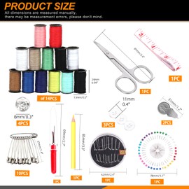 Rustark 98Pcs Sewing Kit With Portable Bag, Premium Supplies Including 14 Colors Threads and Accessories for Home, Traveler, Emergency Repair