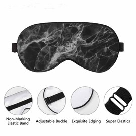 VNWOALU Vnwoalu Black Marble Sleep Eye Mask Abstract Grunge Liquid Men Women Sleep Mask with Adjustable Strap Eye Cover Eye Shade for Travel, Nap,Meditation