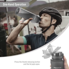 PROIRON 17OZ Water Bottle Leak-Proof Drink Bottle BPA Free USA Tritan Material Gym Bottle with Protein Shaker, Flip Top Lid & Removable Strainer for Fitness Cycling, Gym Camping