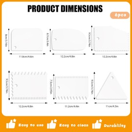 6pcs Bench Scraper Kitchen, Plastic Multi-Purpose Dough Scraper Tool, Kitchen Scraper for Baking