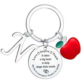 Teacher Initial Alphabet Keychain Gifts Teacher Teachers Day Appreciation Gifts Keychain Thank you Gifts for Teacher (N Keychain Teacher)
