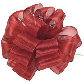 Offray Wired Edge Firefly Metallic Sheer Craft Ribbon, 3-Inch Wide by 15-Yard Spool, Red