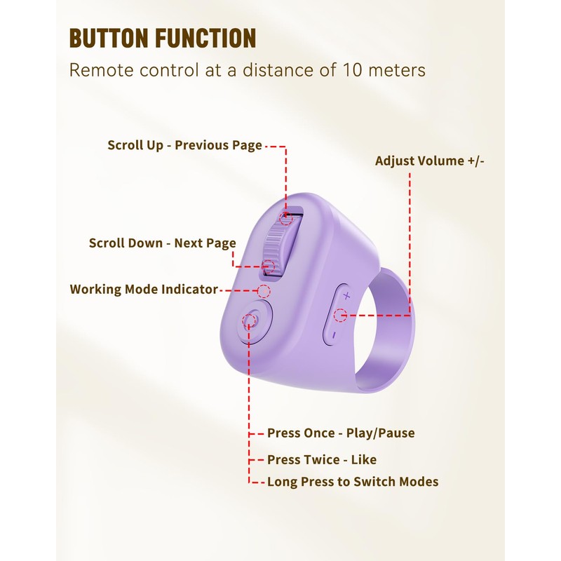 tiktok Remote Control Scrolling Ring Purple