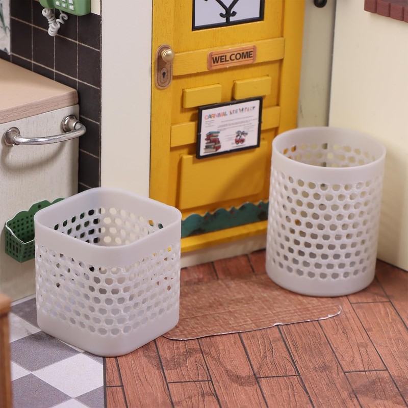 Dollhouse Mini Storage and Laundry Basket, Gray, 1:12 Scale, Plastic