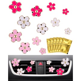 12Pcs PGRODE Car Air Vent Clips with Fragrance Pads, Cute Air Fresheners Clip Car Decor Accessories for Women and Girls, Interior Aesthetic (Daisy)