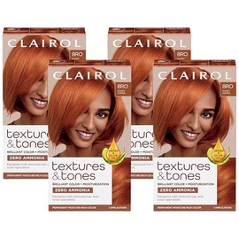 Clairol Textures & Tones Permanent Hair Dye, 8RO Sunset Copper Hair Color, Pack of 4