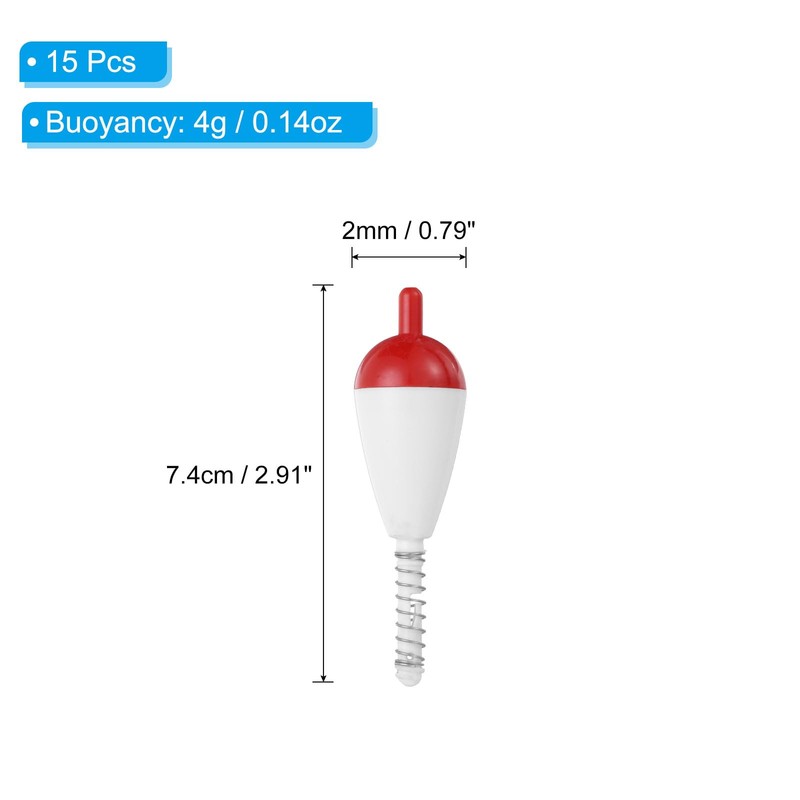 PATIKIL Fishing Float Bobbers, 15 Pack Hard ABS Oval Stick