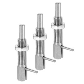 sourcing map 3Pcs Retractable Indexing Plunger Pin, M16 l Spring Plunger Stainless Steel Spring Loaded Latch Telescopic Locking Pin with Nut for Machinery Shipbuilding