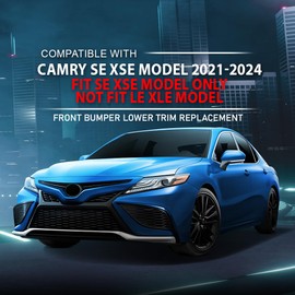 Front Bumper Lower Trim Molding Set 3pcs Silver Compatible with Toyota Camry SE XSE 2021-2024 5312206130, 5312406260, 5312306190, TO1046115, TO1047115