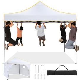 COBIZI 10x10 Pop Up Canopy Tent Commercial Heavy Duty Instant Canopy with 4 Sidewalls, UV 50+ Silver Coated Waterproof Vendor Gazebo, Portable Shelter with Carry Bag, Event Tent for Parties, White