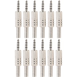 Greluma Pack of 12 3.5 mm Stereo Plug, 1/8 Inch TRRS Plug, 3.5 mm 4-Pin Solder Connector for Audio Cable for Repair of Headphones, Earphones and Headsets