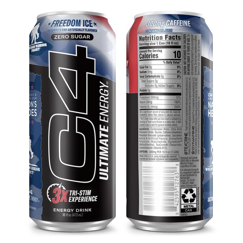 C4 Ultimate Sugar Free Energy Drink 16oz (Pack of 12)