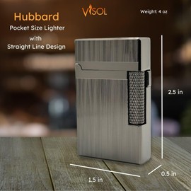 Visol Hubbard Traditional and Torch Flame Refillable Gas Lighter, Flint and Windproof Adjustable Flame Lighter (Shipped Without Butane) (Brushed Stripes Gunmetal)